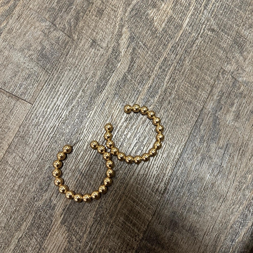 Elegant Gold Beaded Hoop Earrings